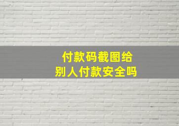 付款码截图给别人付款安全吗