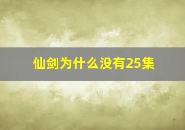 仙剑为什么没有25集