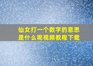 仙女打一个数字的意思是什么呢视频教程下载