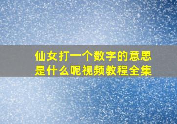 仙女打一个数字的意思是什么呢视频教程全集