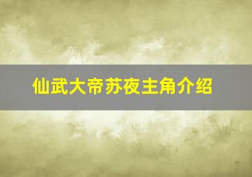 仙武大帝苏夜主角介绍