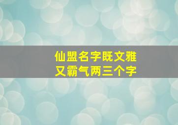 仙盟名字既文雅又霸气两三个字