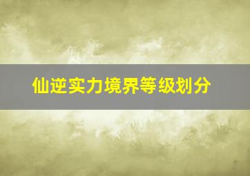 仙逆实力境界等级划分