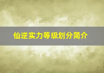 仙逆实力等级划分简介