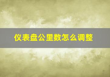 仪表盘公里数怎么调整