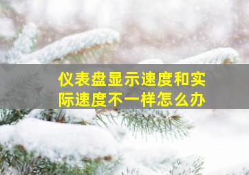 仪表盘显示速度和实际速度不一样怎么办