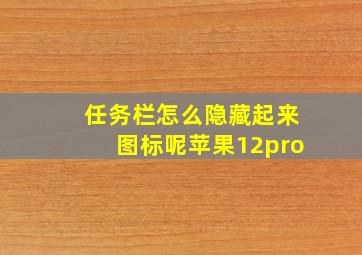 任务栏怎么隐藏起来图标呢苹果12pro