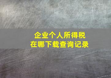 企业个人所得税在哪下载查询记录