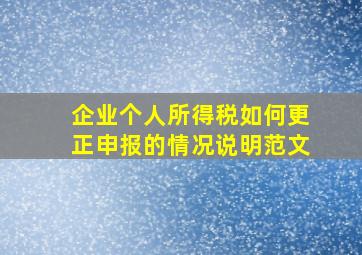 企业个人所得税如何更正申报的情况说明范文