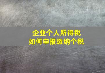 企业个人所得税如何申报缴纳个税