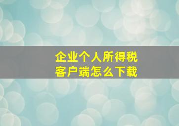 企业个人所得税客户端怎么下载