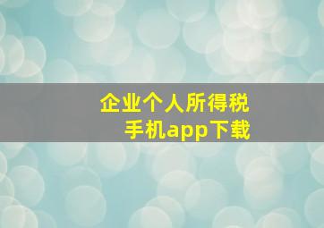 企业个人所得税手机app下载