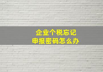 企业个税忘记申报密码怎么办