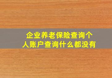 企业养老保险查询个人账户查询什么都没有