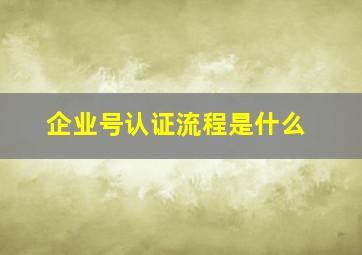 企业号认证流程是什么