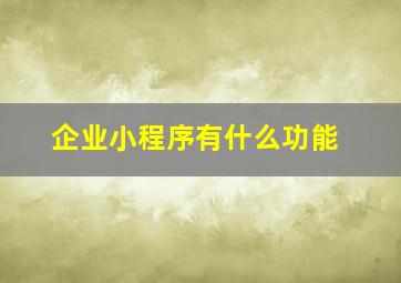 企业小程序有什么功能