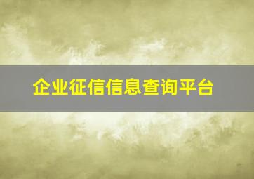 企业征信信息查询平台