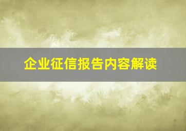 企业征信报告内容解读