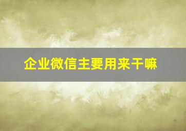 企业微信主要用来干嘛