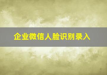 企业微信人脸识别录入