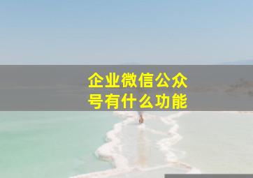 企业微信公众号有什么功能