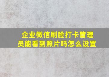 企业微信刷脸打卡管理员能看到照片吗怎么设置