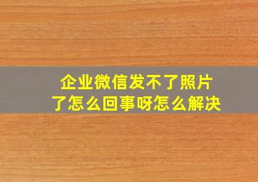 企业微信发不了照片了怎么回事呀怎么解决