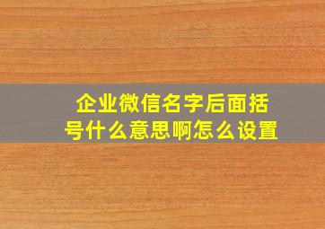 企业微信名字后面括号什么意思啊怎么设置