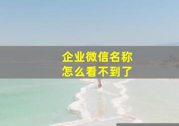 企业微信名称怎么看不到了