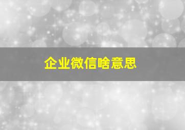 企业微信啥意思