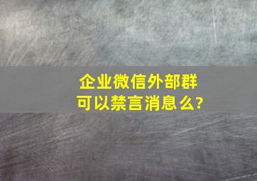 企业微信外部群可以禁言消息么?