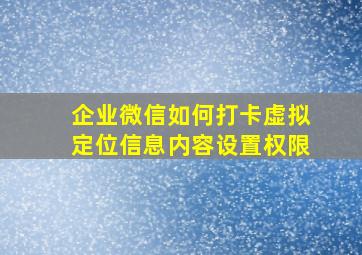 企业微信如何打卡虚拟定位信息内容设置权限