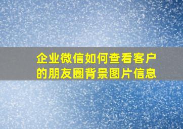 企业微信如何查看客户的朋友圈背景图片信息