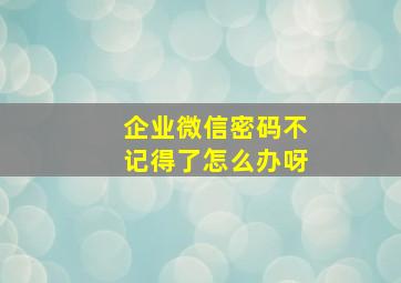 企业微信密码不记得了怎么办呀