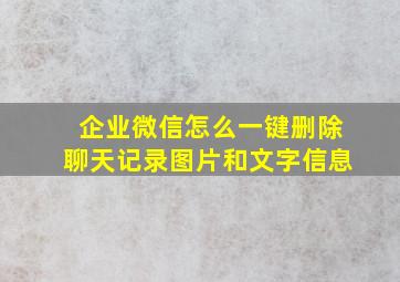 企业微信怎么一键删除聊天记录图片和文字信息