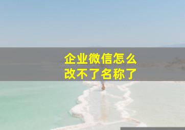 企业微信怎么改不了名称了