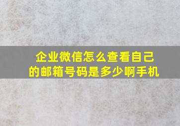 企业微信怎么查看自己的邮箱号码是多少啊手机