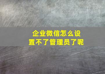 企业微信怎么设置不了管理员了呢