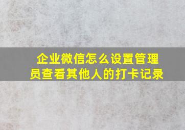 企业微信怎么设置管理员查看其他人的打卡记录