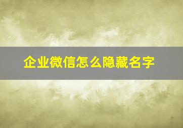 企业微信怎么隐藏名字