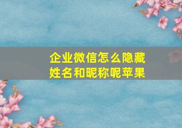 企业微信怎么隐藏姓名和昵称呢苹果