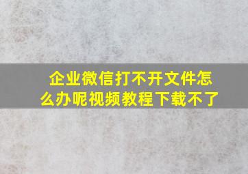 企业微信打不开文件怎么办呢视频教程下载不了