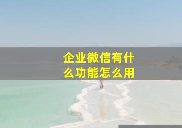 企业微信有什么功能怎么用