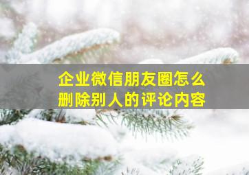 企业微信朋友圈怎么删除别人的评论内容