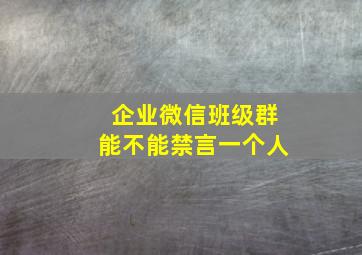 企业微信班级群能不能禁言一个人