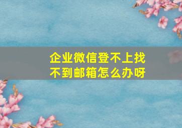 企业微信登不上找不到邮箱怎么办呀