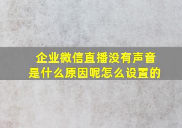 企业微信直播没有声音是什么原因呢怎么设置的