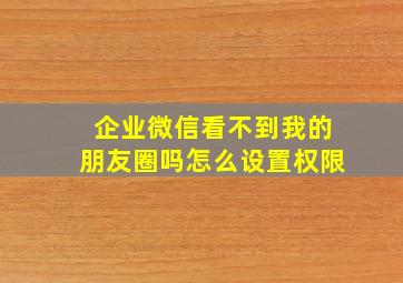 企业微信看不到我的朋友圈吗怎么设置权限