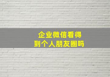 企业微信看得到个人朋友圈吗