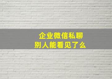 企业微信私聊别人能看见了么